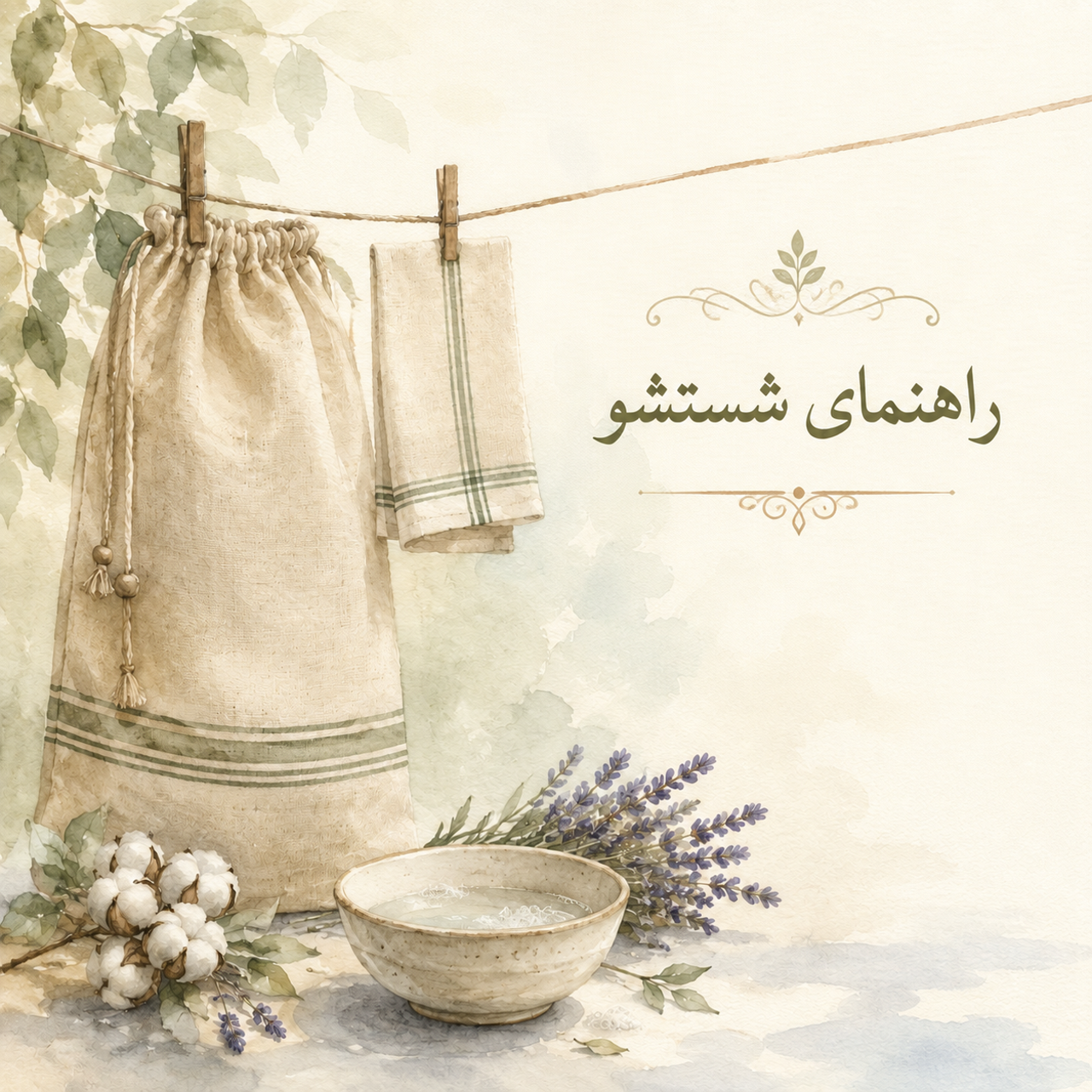 راهنمای کامل شستشو و نگهداری محصولات پارچه‌ای | متقال، شمعی، چاپ دستی و DTF